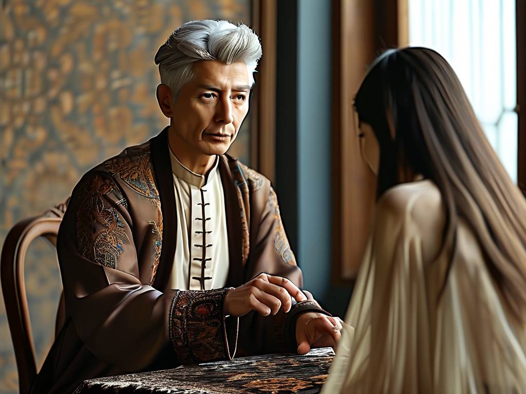 正在看手相的图片男人