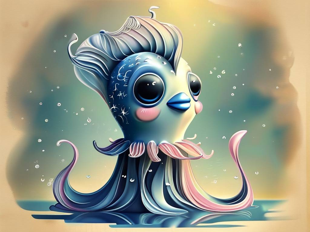 双鱼座简笔画卡通人