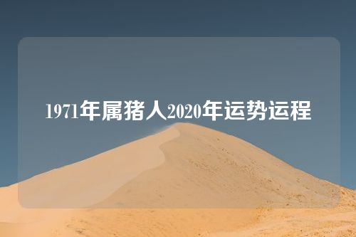 1971年属猪人2020年运势运程